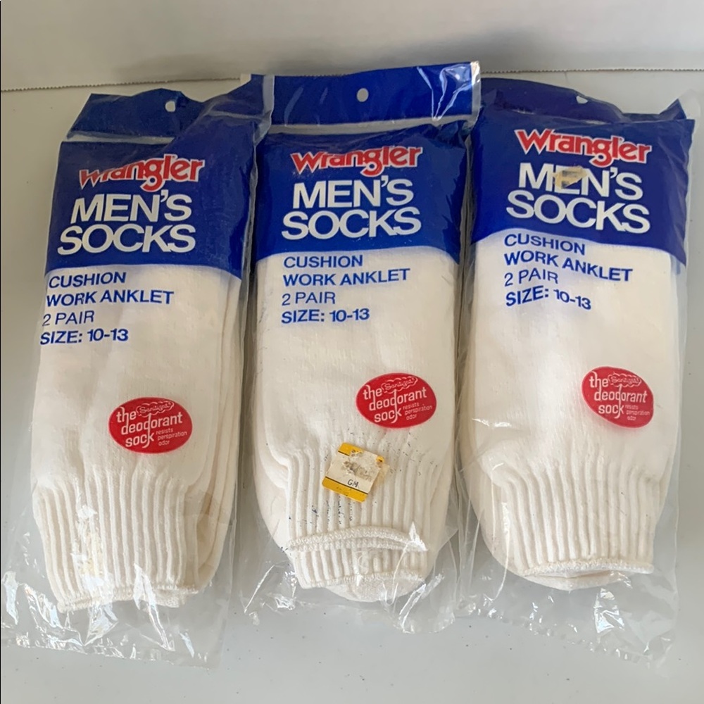 Wrangler Men's White Cushion Work Anklet Socks NEW OLD STOCK NWT size 10-13